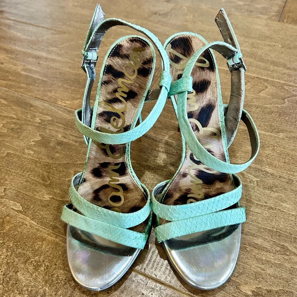 Sam Edelman Women’s Abbott Snakeskin Print High Heel Blue Size 8 Used Girly